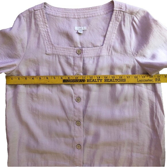 J. Jill Pale Orchid Square Neck Blouse Womens Sz M Button Front ¾ Sleeves Modal - Picture 10 of 14